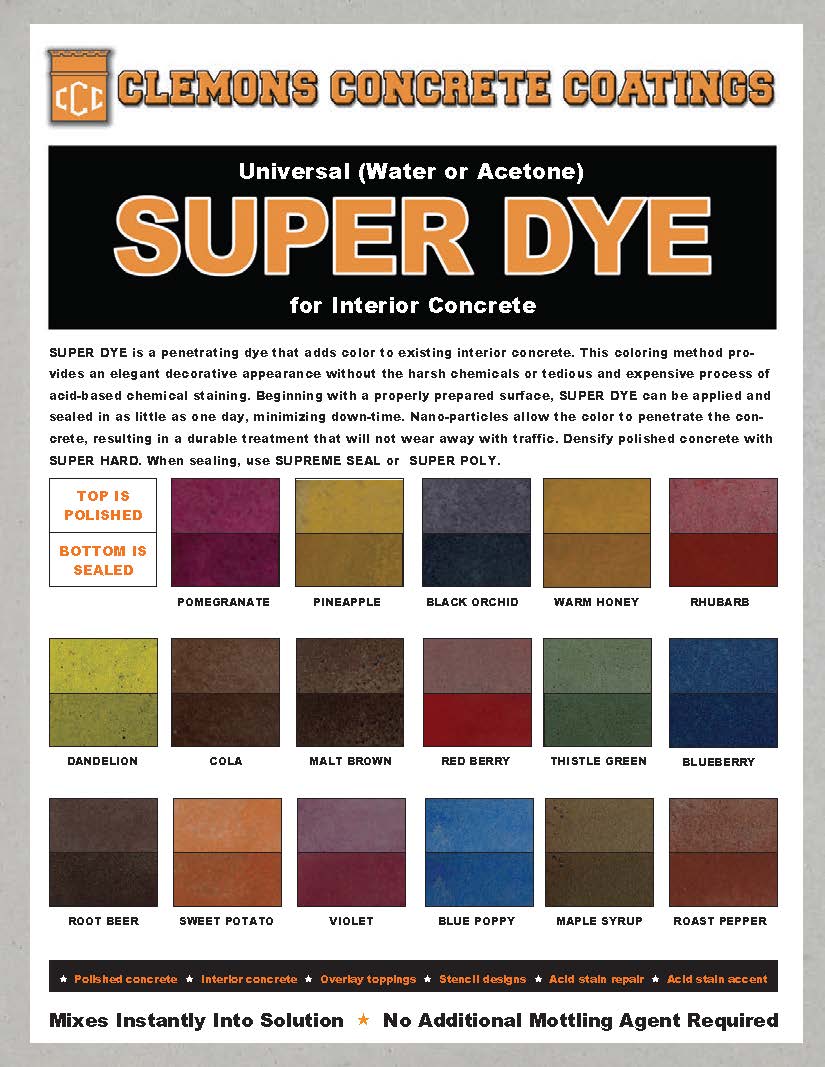 Clemons Concrete Coatings Super Dye | Xtreme Polishing Systems