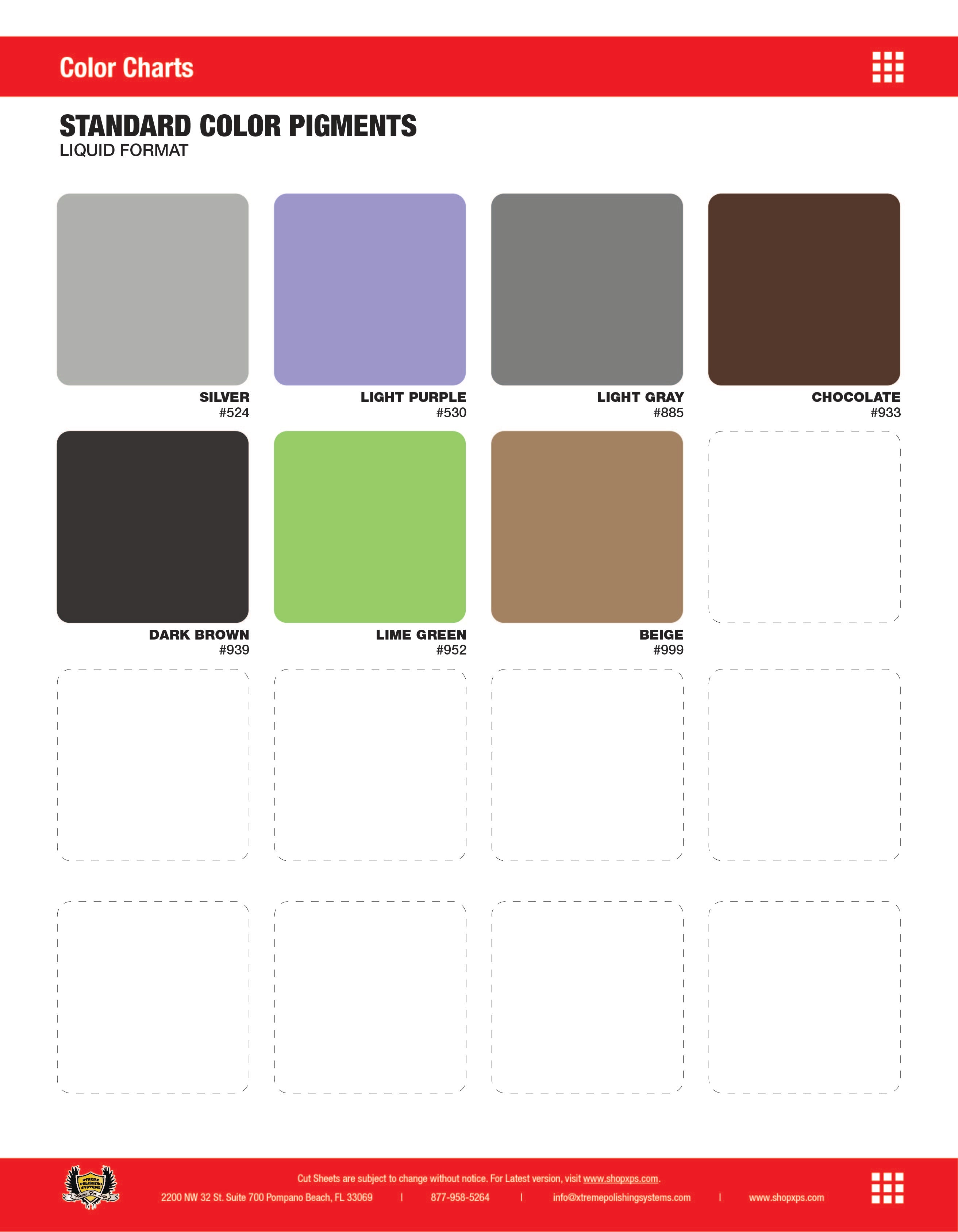 Color Pigments | Xtreme Polishing Systems; pigment for epoxy resin, pigment epoxy, and garage floor epoxy colors.