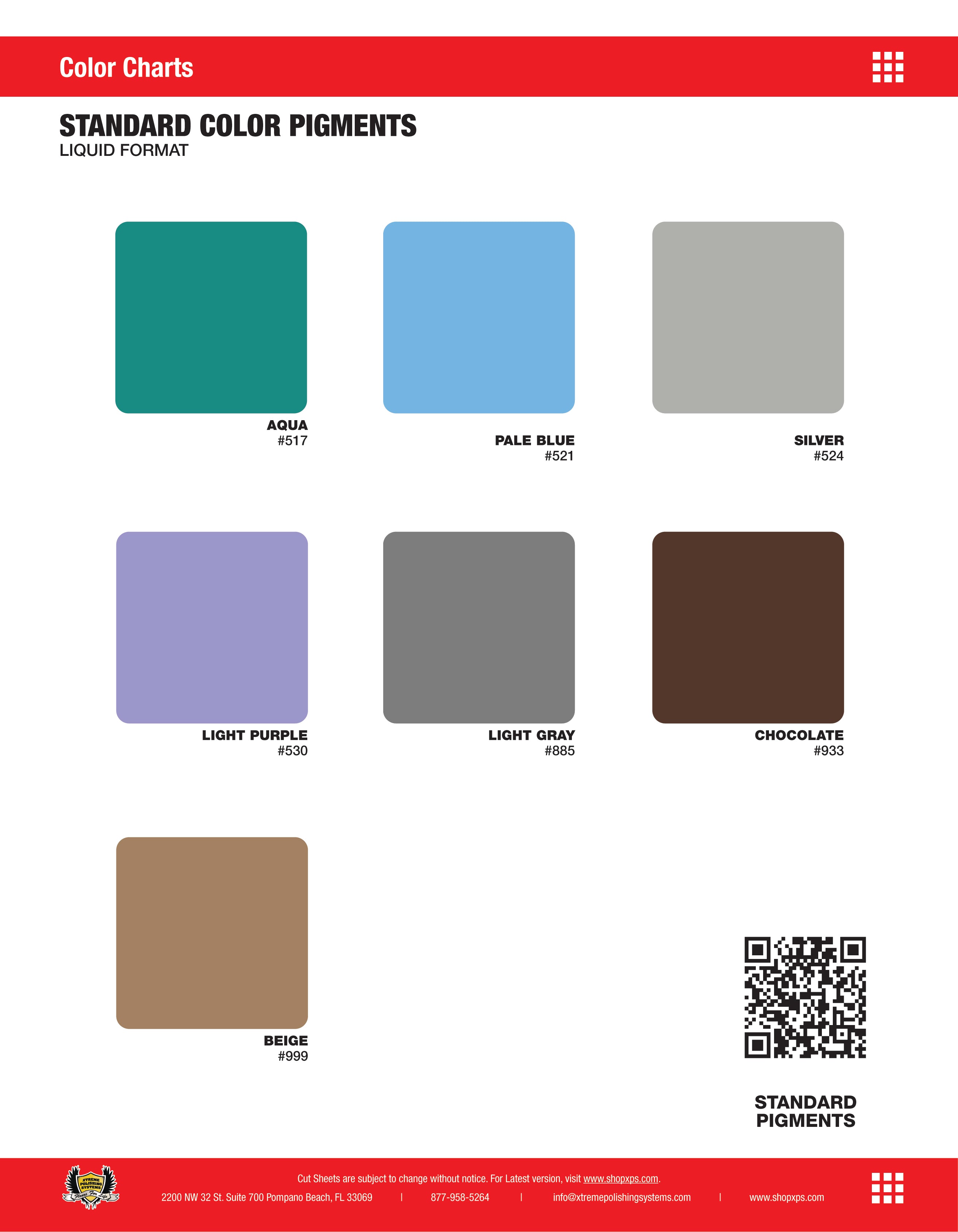 STANDARD COLOR PIGMENTS | LIQUID FORMAT