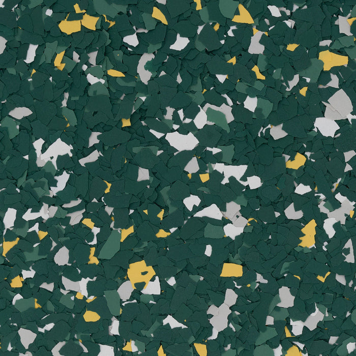 Green and Gold - Green Bay Packers Epoxy Flooring Colors. Packers Garage Epoxy Colors. NFL Epoxy Floor Colors.. floor chips.