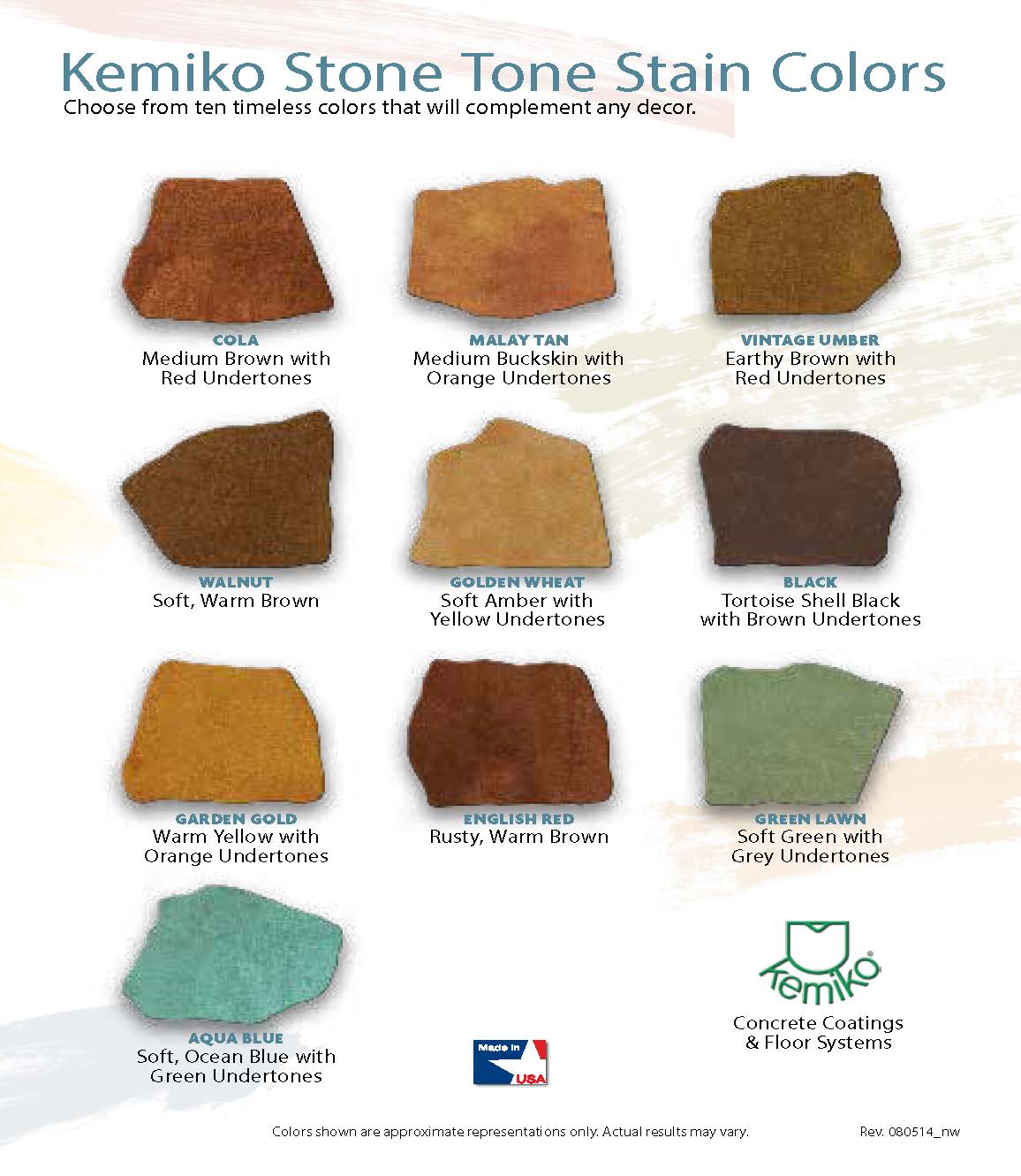 Kemiko Stone Tone Stain Color Chart | Xtreme Polishing Systems