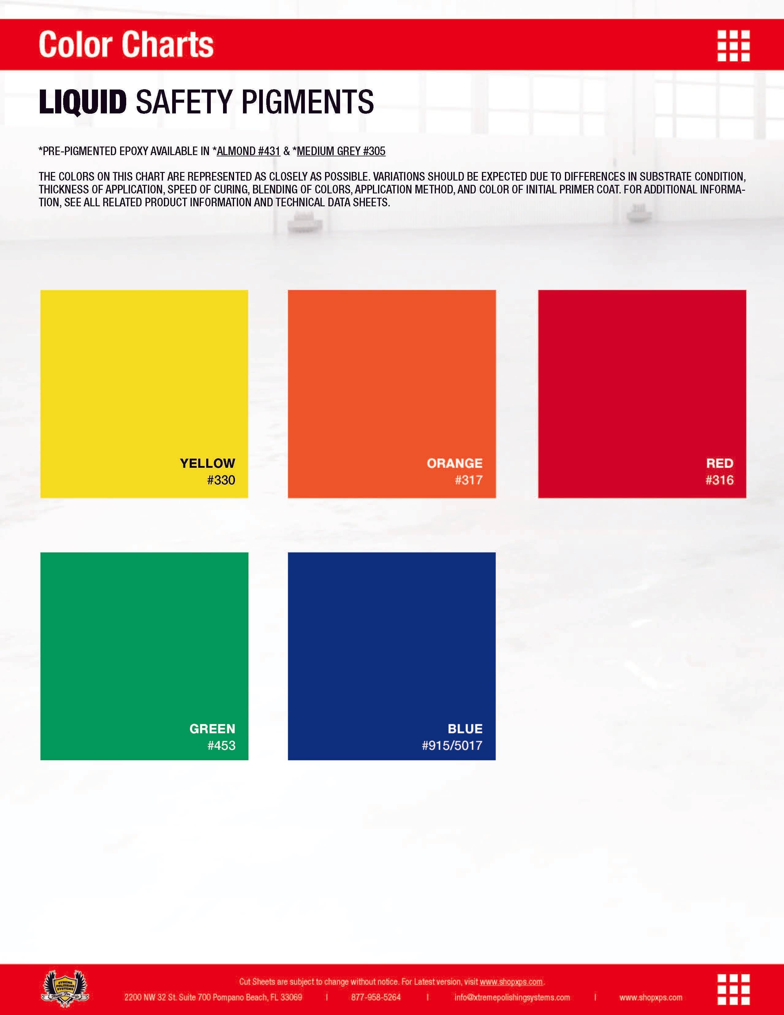 Liquid Safety Pigments Color Charts | XPS