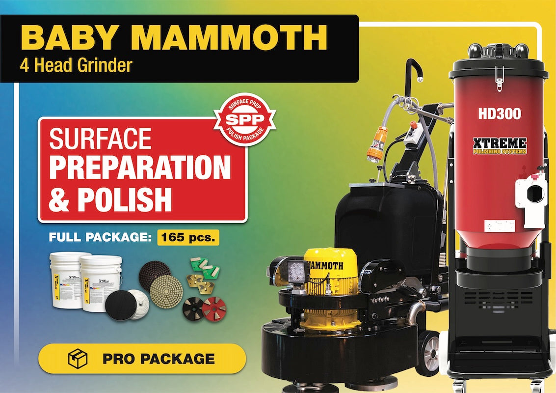 Baby Mammoth 4 Head Grinder Package - Surface Prep & Polish