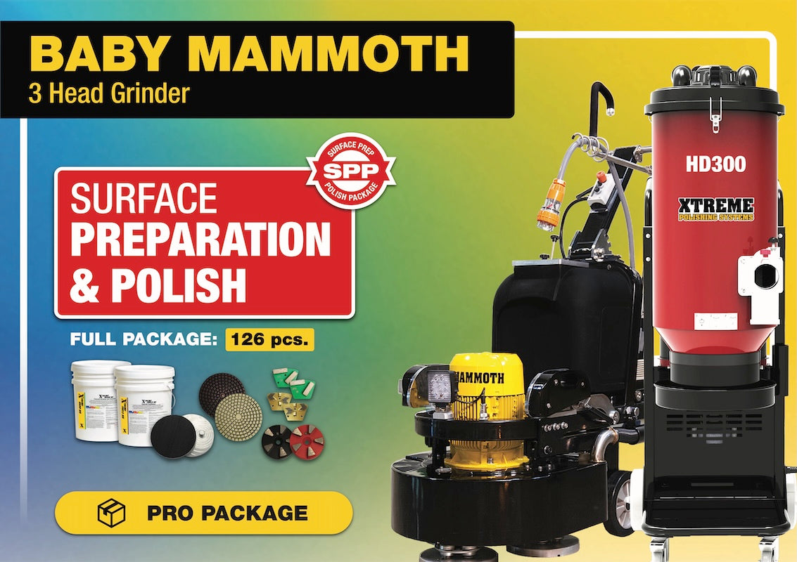 Baby Mammoth 3 Head Grinder Package - Surface Prep & Polish