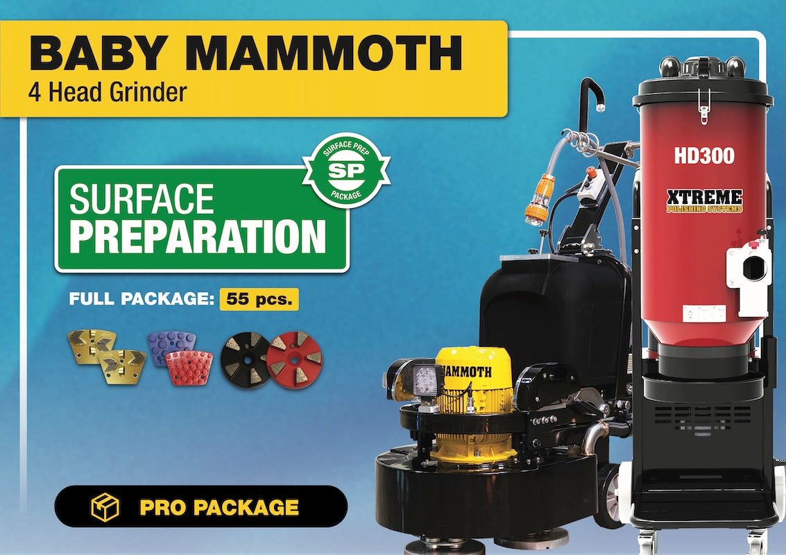 Baby Mammoth 4 Head Grinder Package - Surface Prep