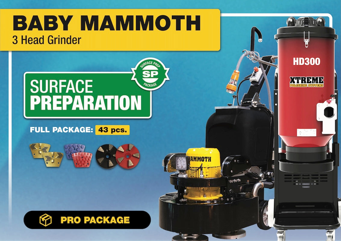 Baby Mammoth 3 Head Grinder Package - Surface Prep