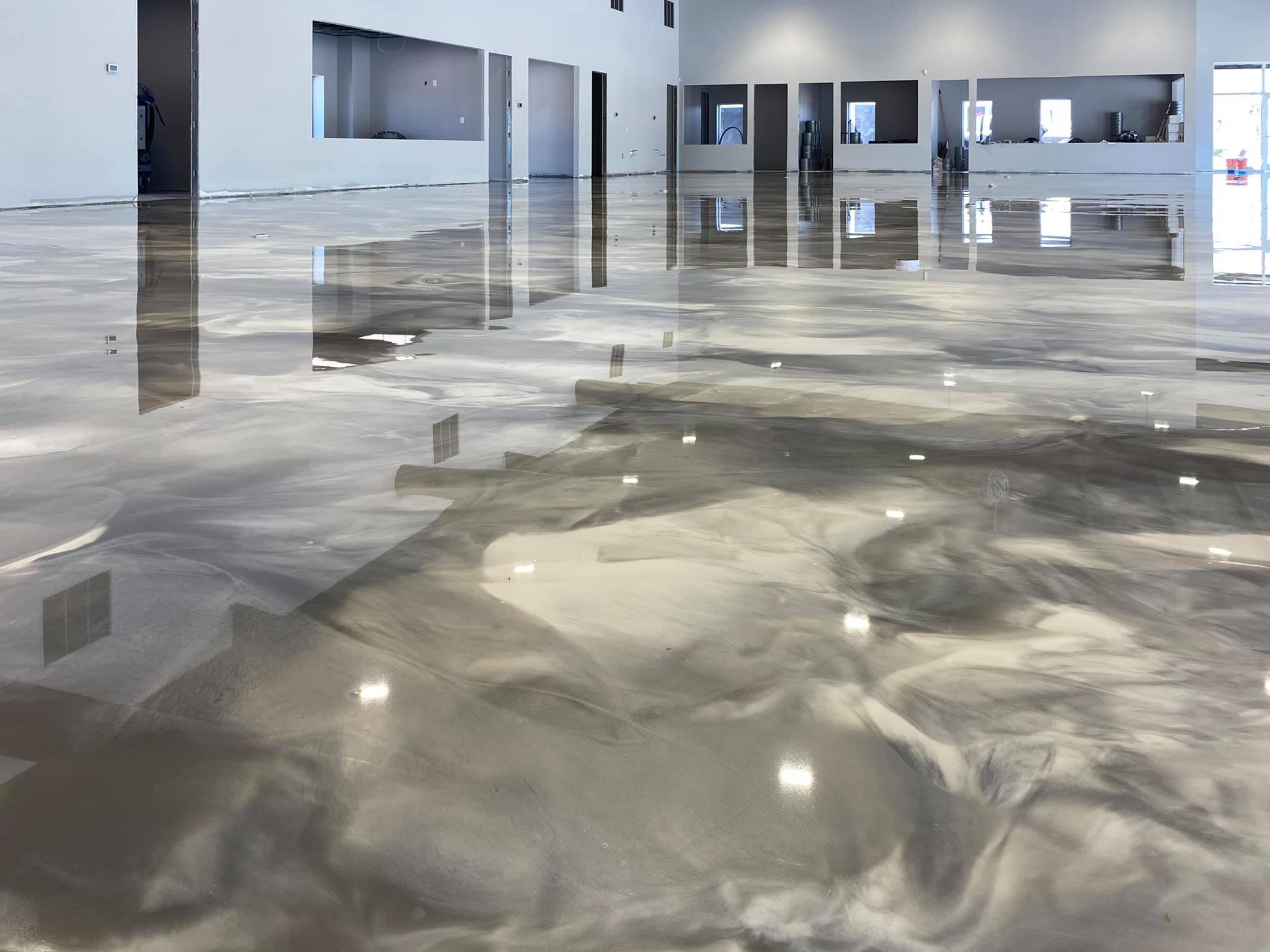 Silver meatllic floor: epoxy floor nj, xtreme polishing systems nj, xtreme machines nj, garage floor coating greenville sc, best epoxy flooring south carolina.
