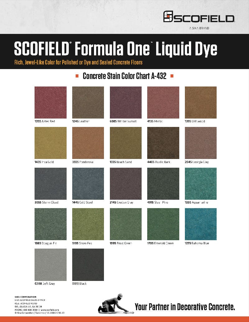 Formula One Concrete Stain - Xtreme Polishing Systems - concrete floor staining, stained concrete colors