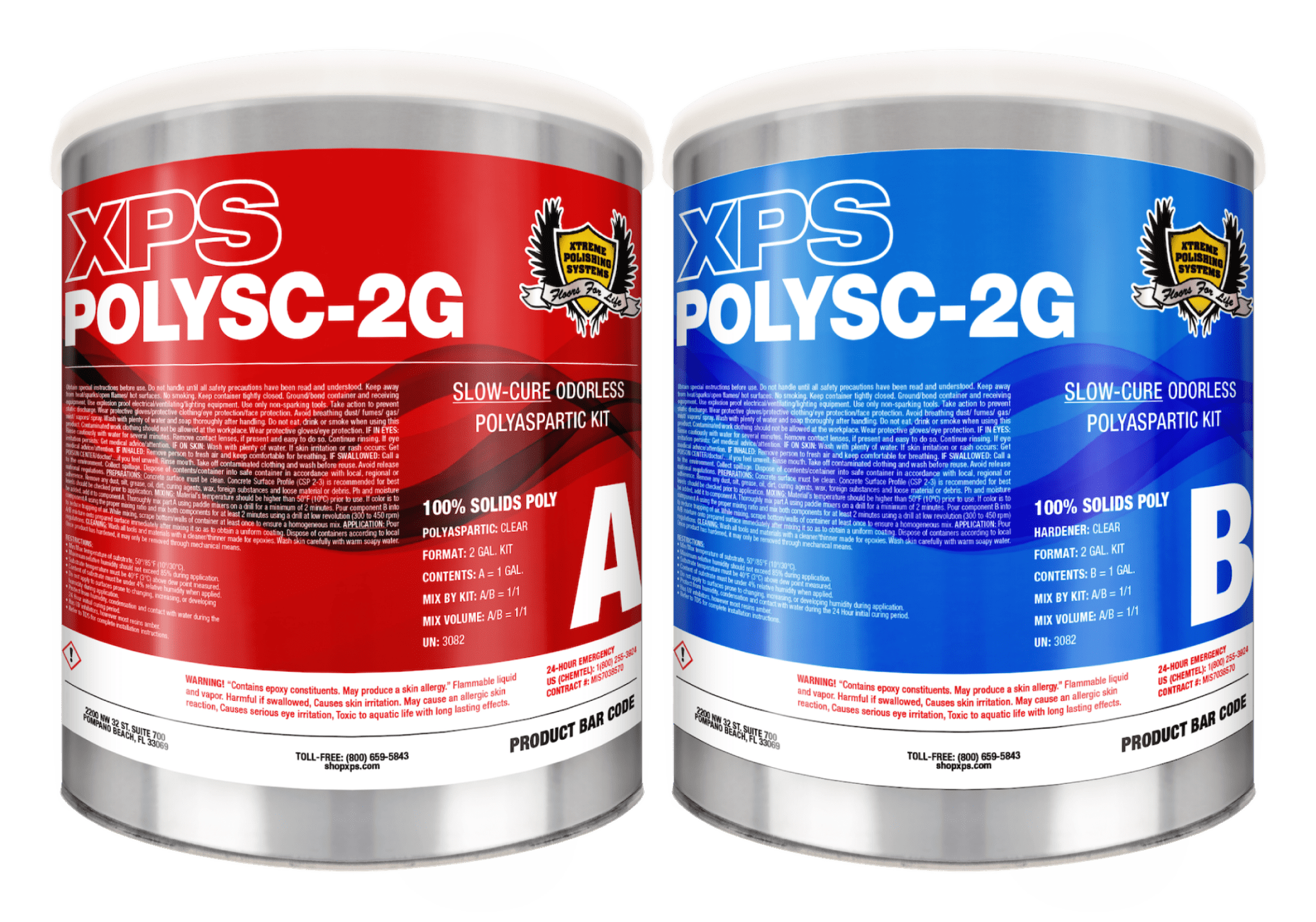 Slow Cure Polyaspartic Floor Coating - XPS SC Poly 2 Gal. Kit - Xtreme Polishing Systems