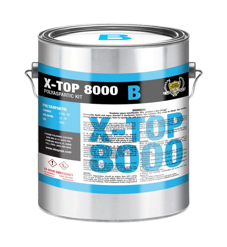 X-TOP 8000 Low Odor Polyaspartic Coating - Xtreme Polishing Systems - polyurethane for floors, polyaspartic coatings, urethane floor coatings, and polyaspartic garage floor coatings. 