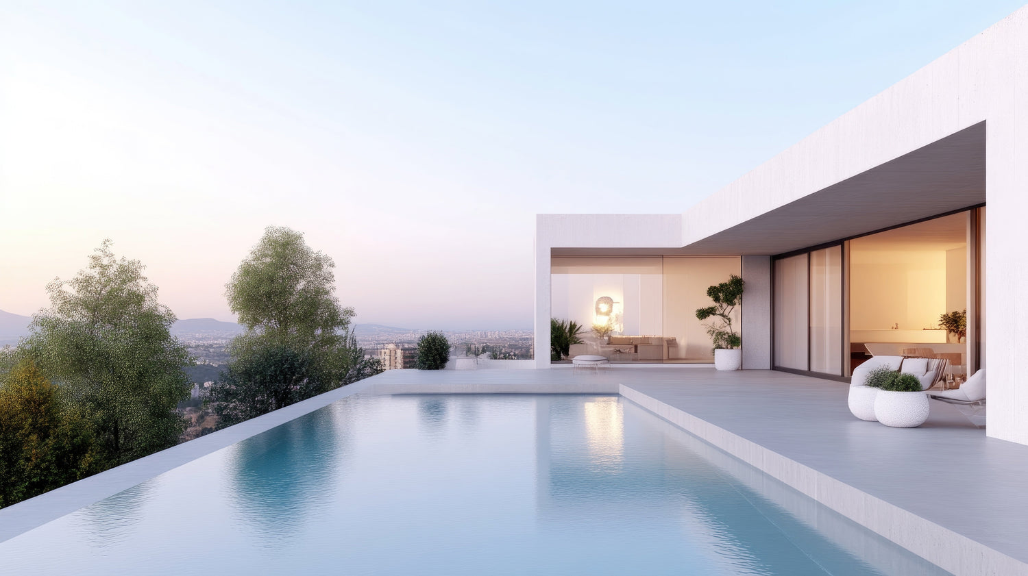 A concrete overlay around an exterior pool.