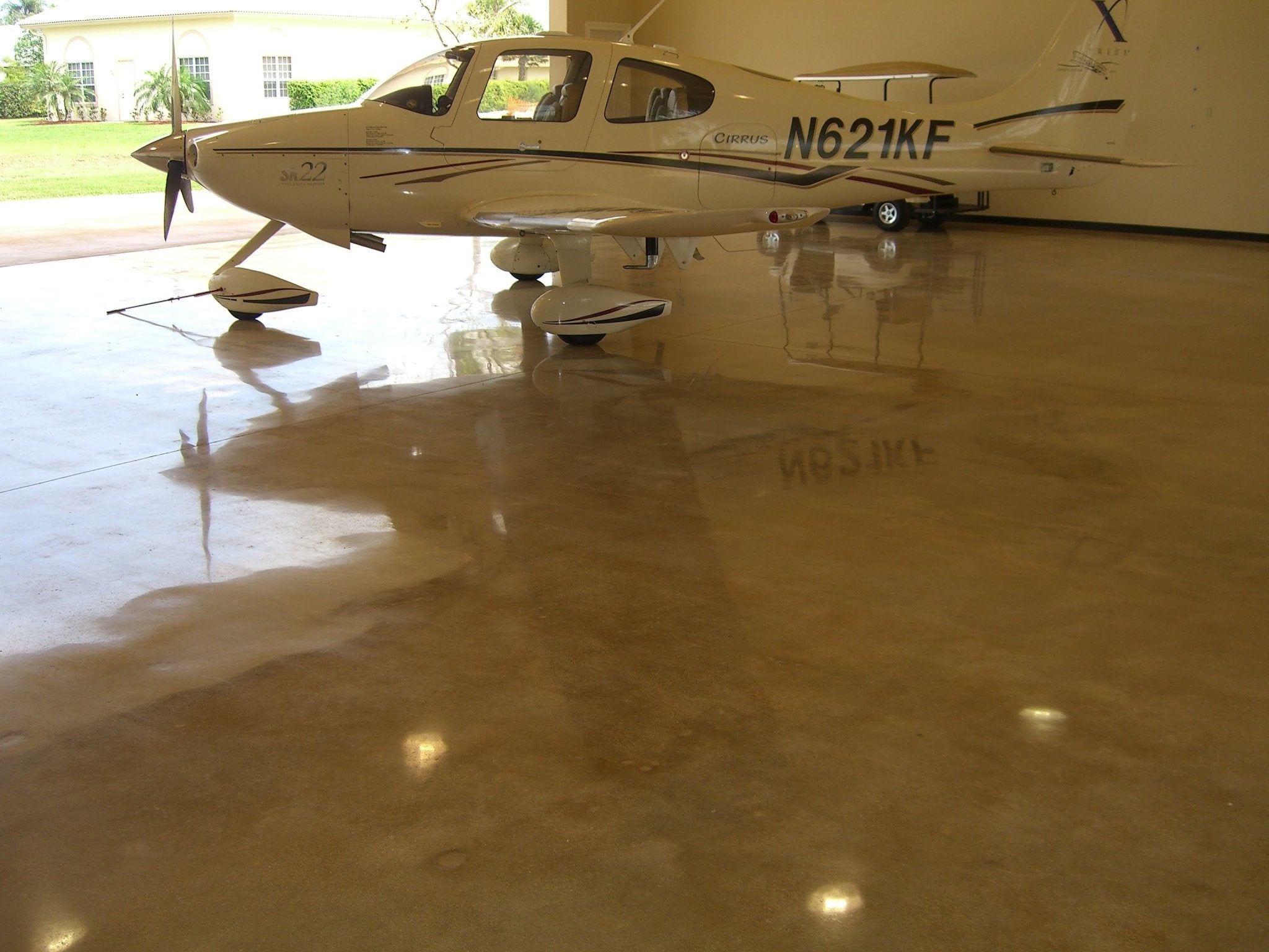 Polished Concrete Floors Inside Residential and Commercial Hangars - Xtreme Polishing Systems