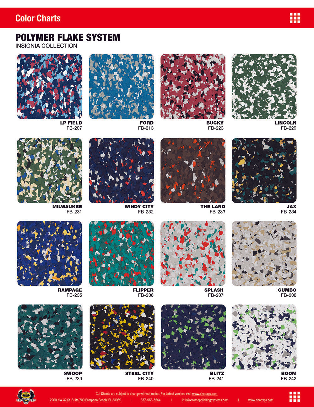 INSIGNIA COLLECTION | POLYMER FLAKE COLLECTION | color chart - football epoxy flakes.