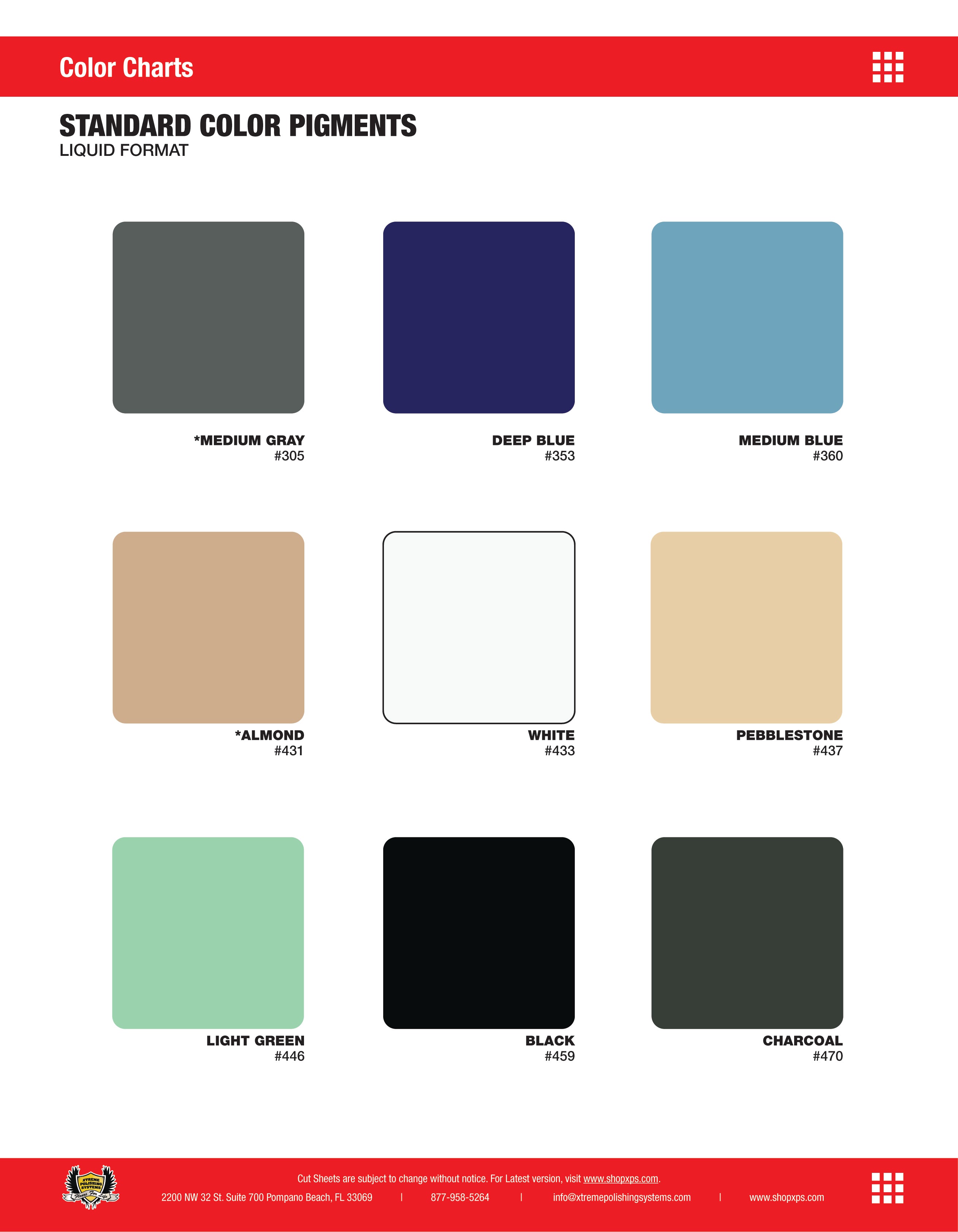 STANDARD COLOR PIGMENTS | LIQUID FORMAT