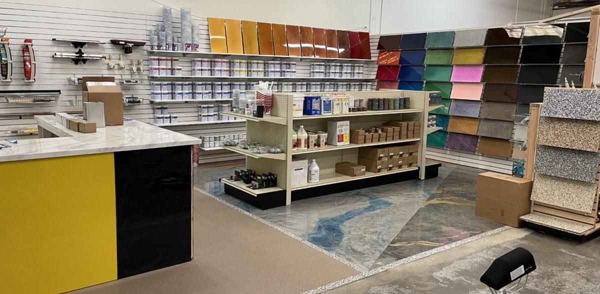 Interior of Broomfield, Colorado Epoxy Store | XPS Xpress Denver - flooring supply denver, flooring supplies denver, and concrete supplies denver. Tidewater epoxy supplies. Resinous Flooring Supply Southeast | Tidewater, VA
