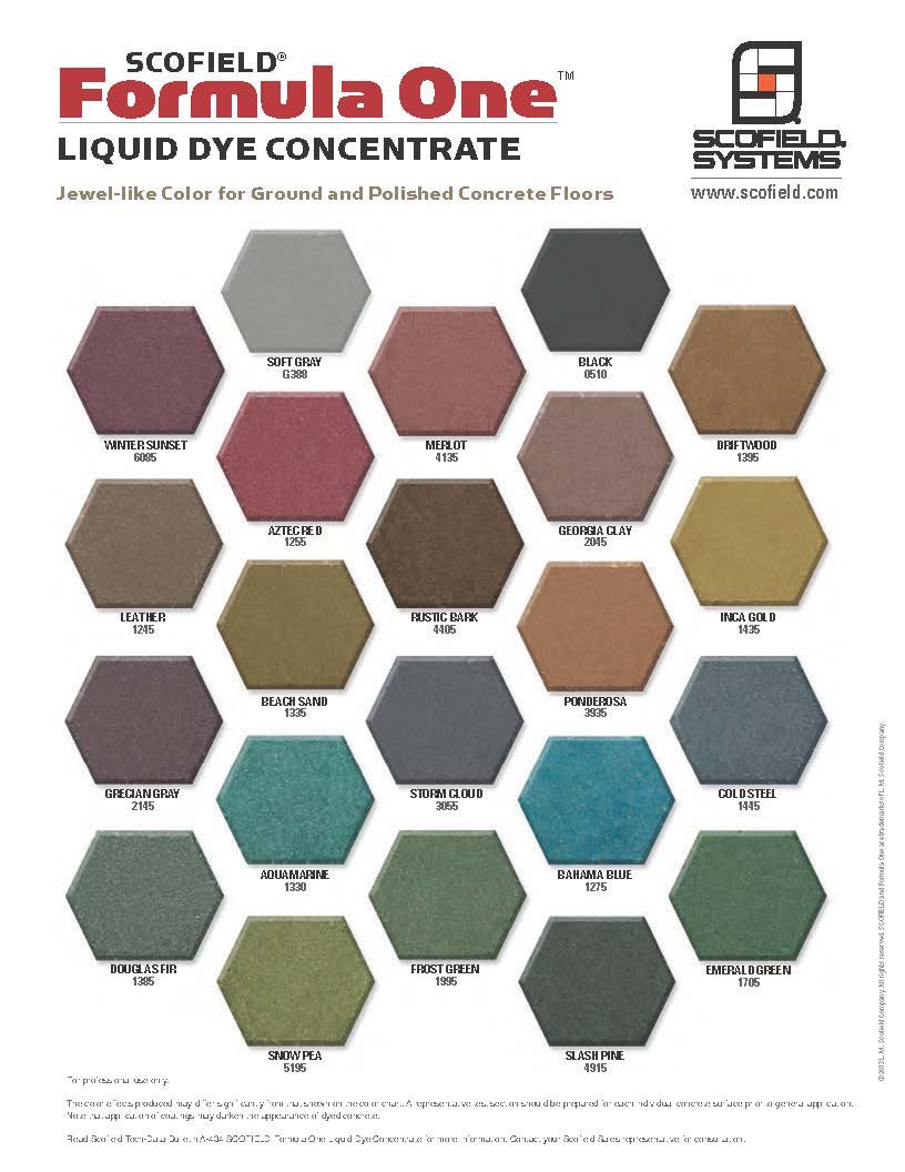 Scofield Color Hardener Chart