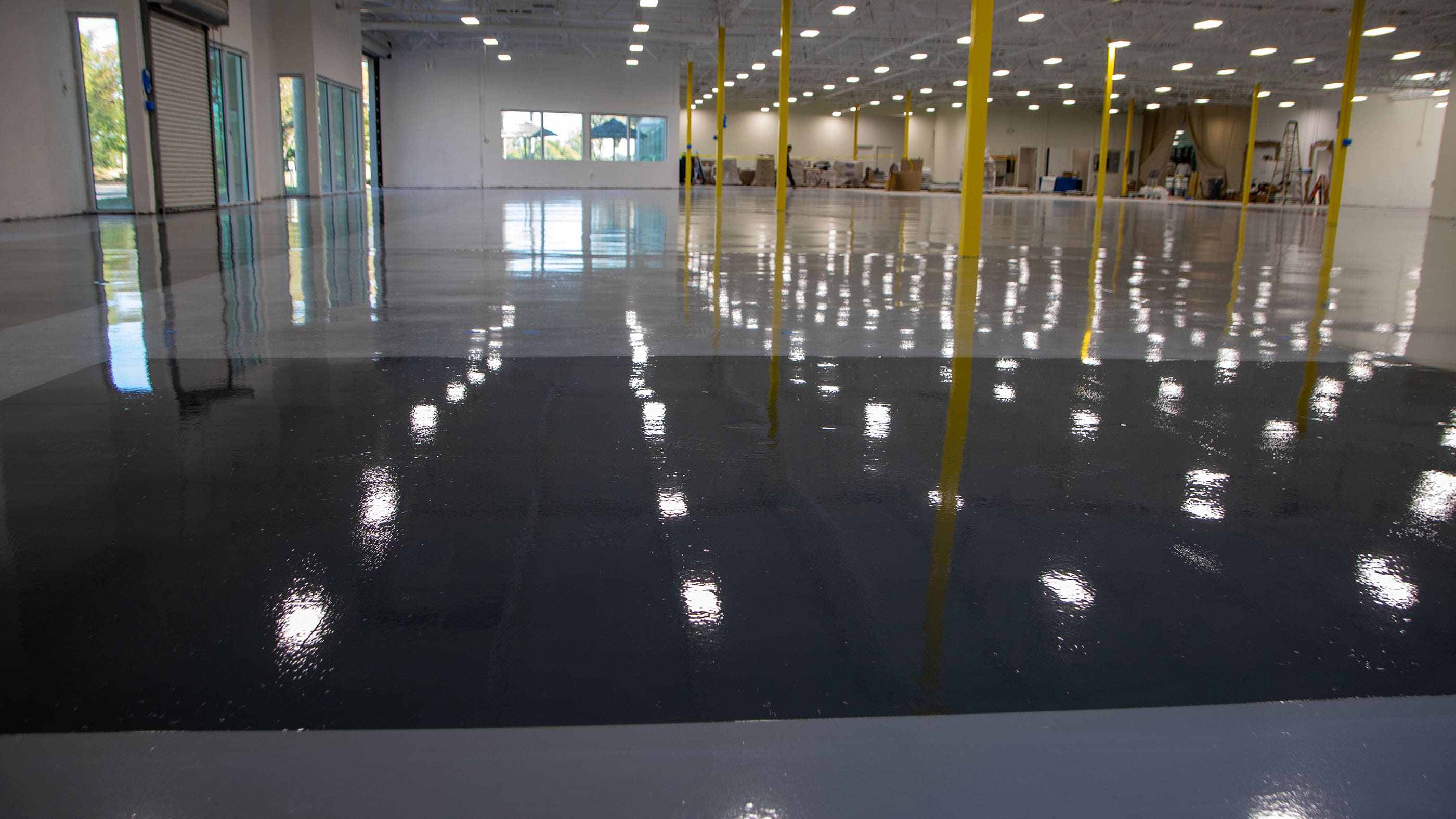 Shiny polished concrete floors