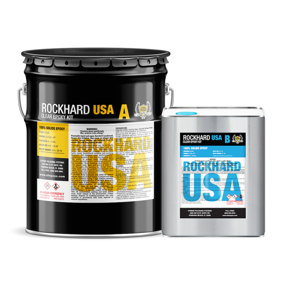 Rockhard USA Clear Epoxy Floor Kit | 100% Solids Epoxy by Xtreme Polishing Systems.