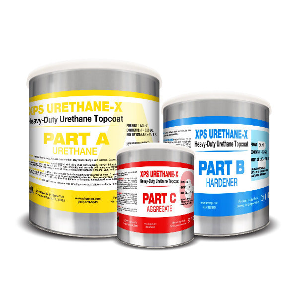 XPS Urethane-X | Part A/B/C. Heavy-Duty Urethane Topcoat. Comes with Urethane, Hardener, and Aggregate: polyurethane coating, polyurethane flooring, urethane floors, and urethane floor coating.