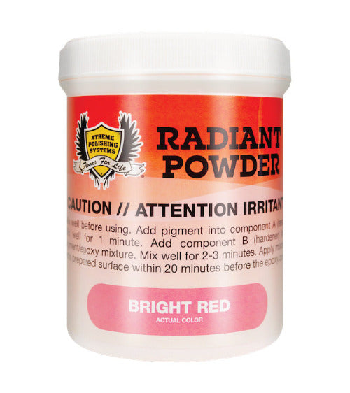 BRIGHT RED | Radiant Pigments: Xtreme Polishing Systems; glow in the dark epoxy pigments.