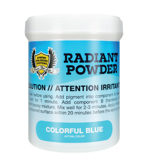 COLORFUL BLUE | Radiant Pigments: Xtreme Polishing Systems; glow in the dark epoxy pigments.