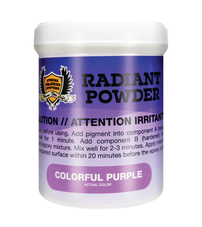 COLORFUL PURPLE | Radiant Pigments: Xtreme Polishing Systems; glow in the dark epoxy pigments.