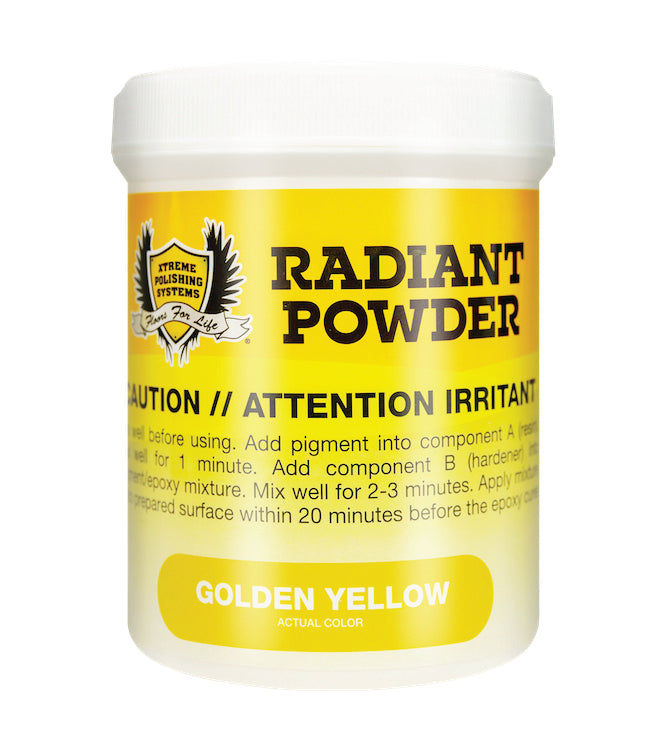 GOLDEN YELLOW | Radiant Pigments: Xtreme Polishing Systems; glow in the dark epoxy pigments.