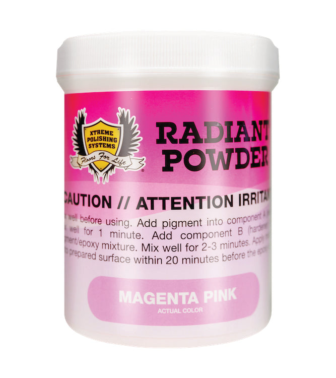 MAGENTA PINK | Radiant Pigments: Xtreme Polishing Systems; glow in the dark epoxy pigments.