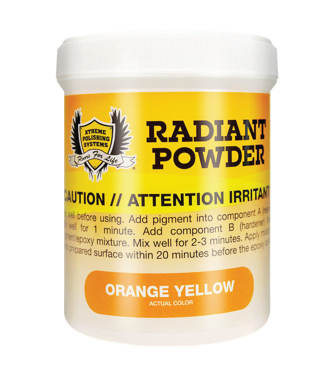 ORANGE YELLOW | Radiant Pigments: Xtreme Polishing Systems; glow in the dark epoxy pigments.