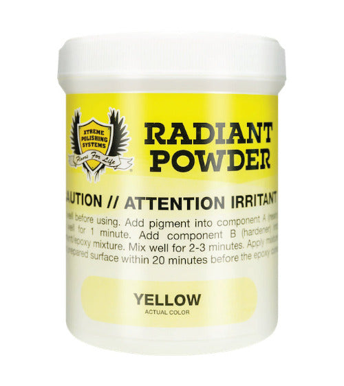 YELLOW | Radiant Pigments: Xtreme Polishing Systems; glow in the dark epoxy pigments.