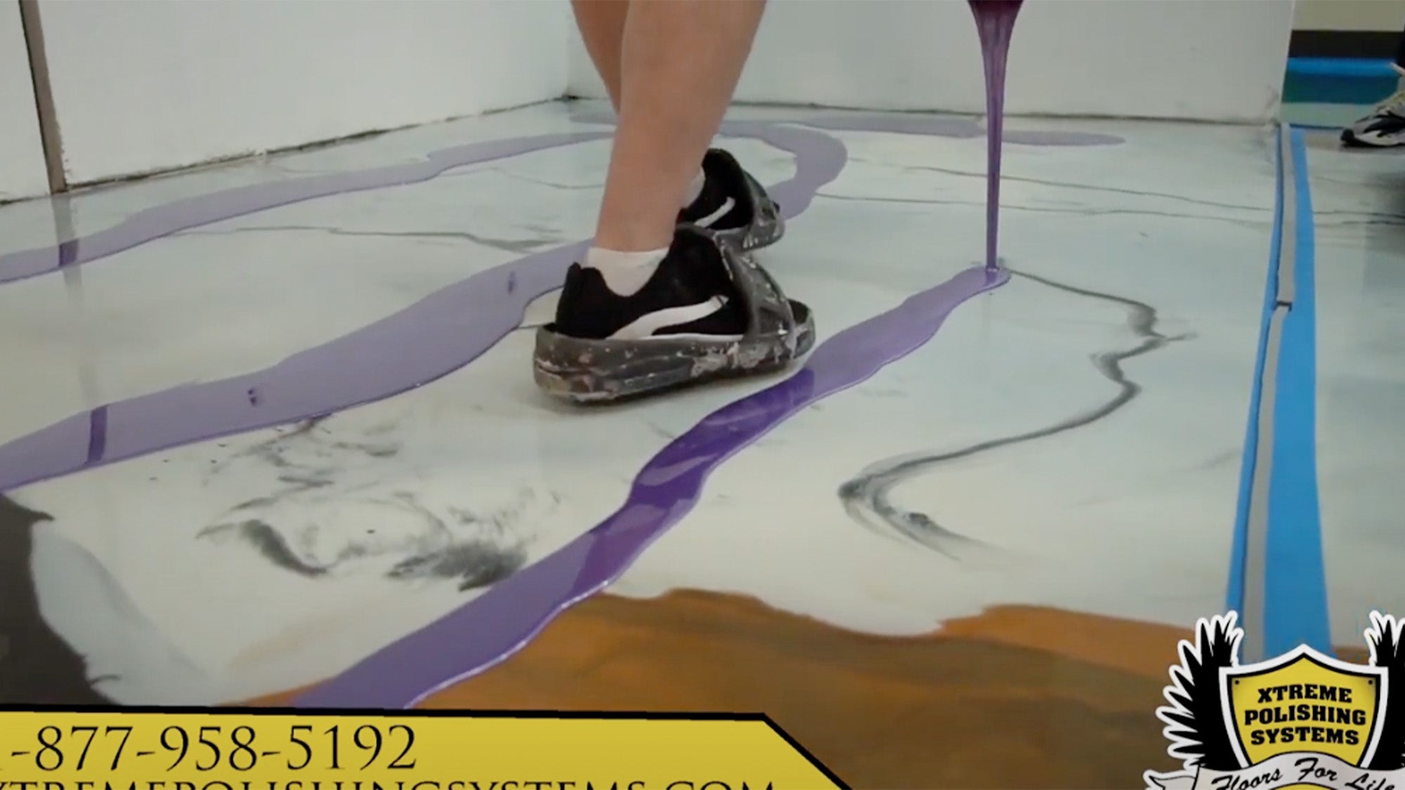 XPS Video - how to install multicolor epoxy resin floor tutorial
