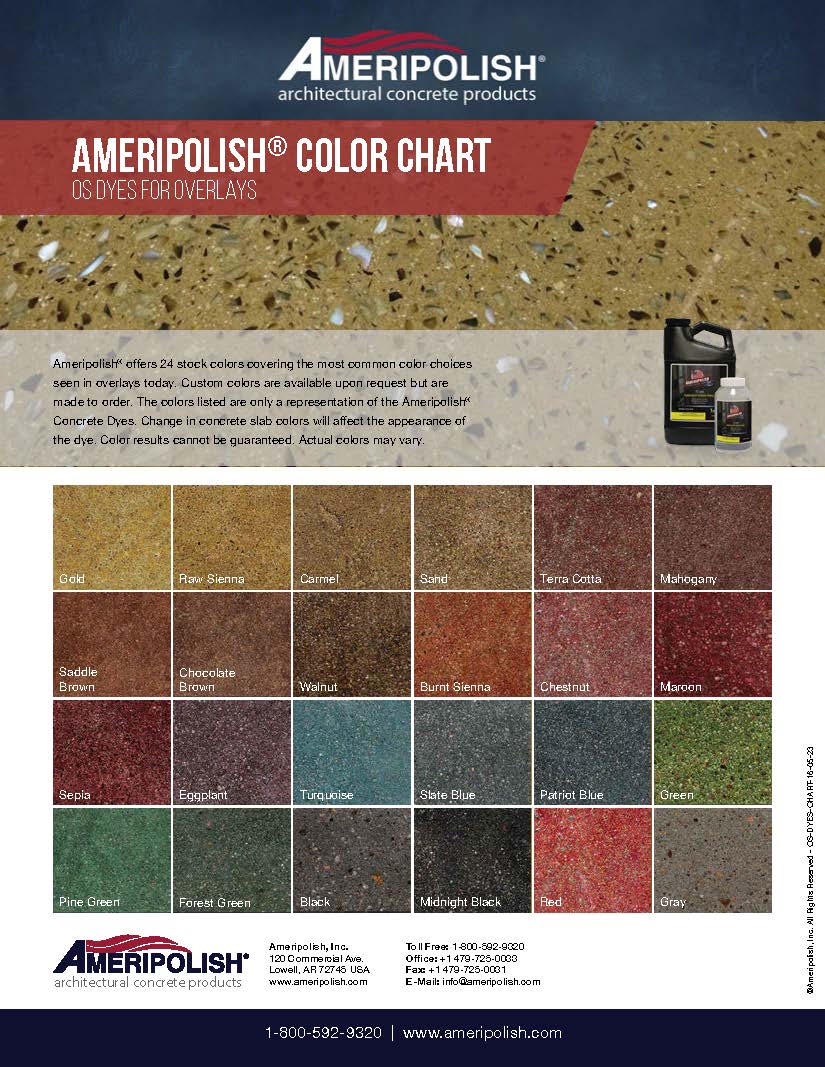 Ameripolish OS Dyes for Overlays Color Chart | Xtreme Polishing Systems