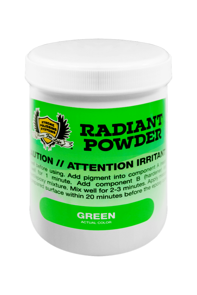 GREEN: Radiant Powder Pigments - Glow In The Dark Powder Collection: Xtreme Polishing Systems. Shop our radiant color pigment and glow in the dark pigment powder.