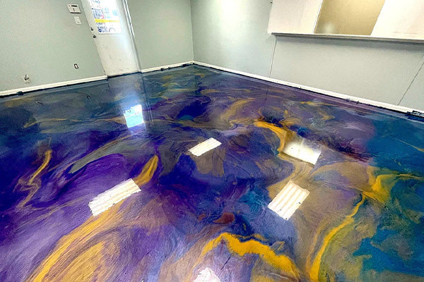 purple, yellow, blue epoxy metallic floor | XPS blog cover image