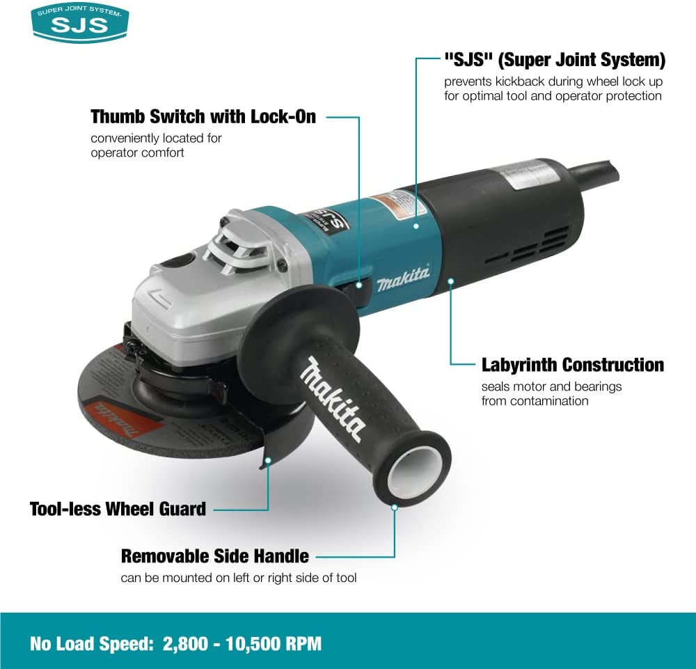 9565CV 5-inch Variable Speed Angle Grinder - Xtreme Polishing Systems - makita angle grinder, 5 inch grinder, 5in angle grinder, hand held grinder for concrete, variable speed grinders, variable speed angle grinders