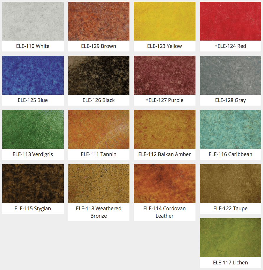 Acid Concrete Stain Color Chart