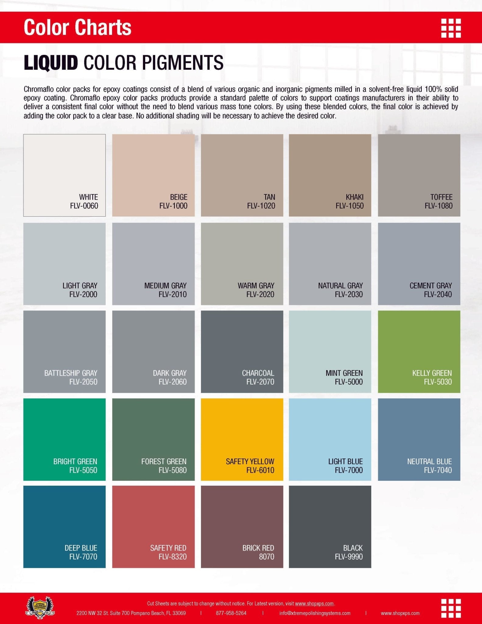 CHROMAFLO Epoxy Color Pigments - Xtreme Polishing Systems, epoxy colors for concrete, colored epoxy paint, concrete epoxy colors