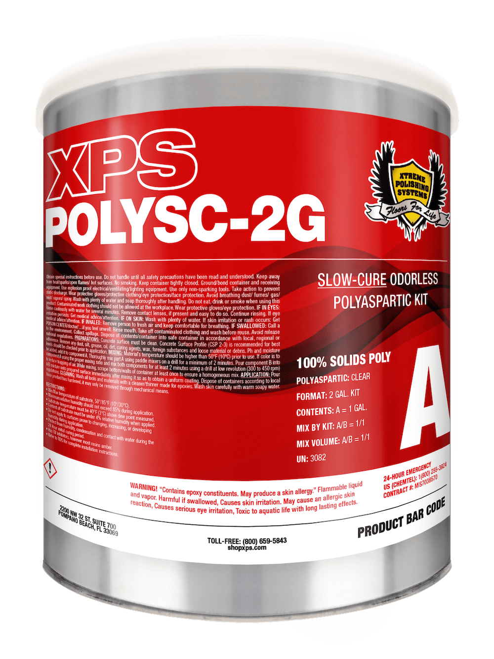 Slow Cure Polyaspartic Floor Coating - XPS SC Poly 2 Gal. Kit - Xtreme Polishing Systems.