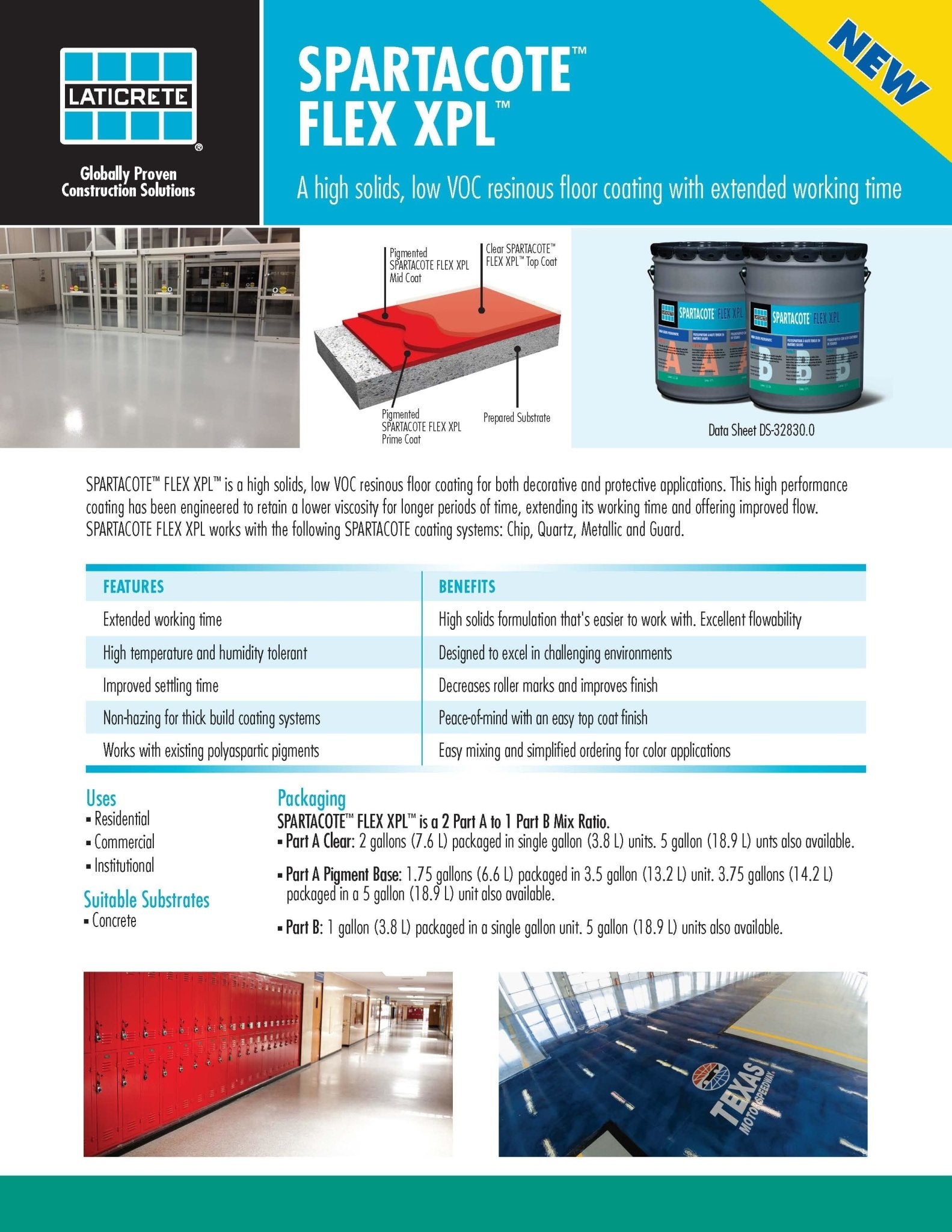 SPARTACOTE FLEX XPL 92% 3G KIT 2 PART A, 1 PART B - Xtreme Polishing Systems - polyurethane for floors, polyaspartic coatings, urethane floor coatings